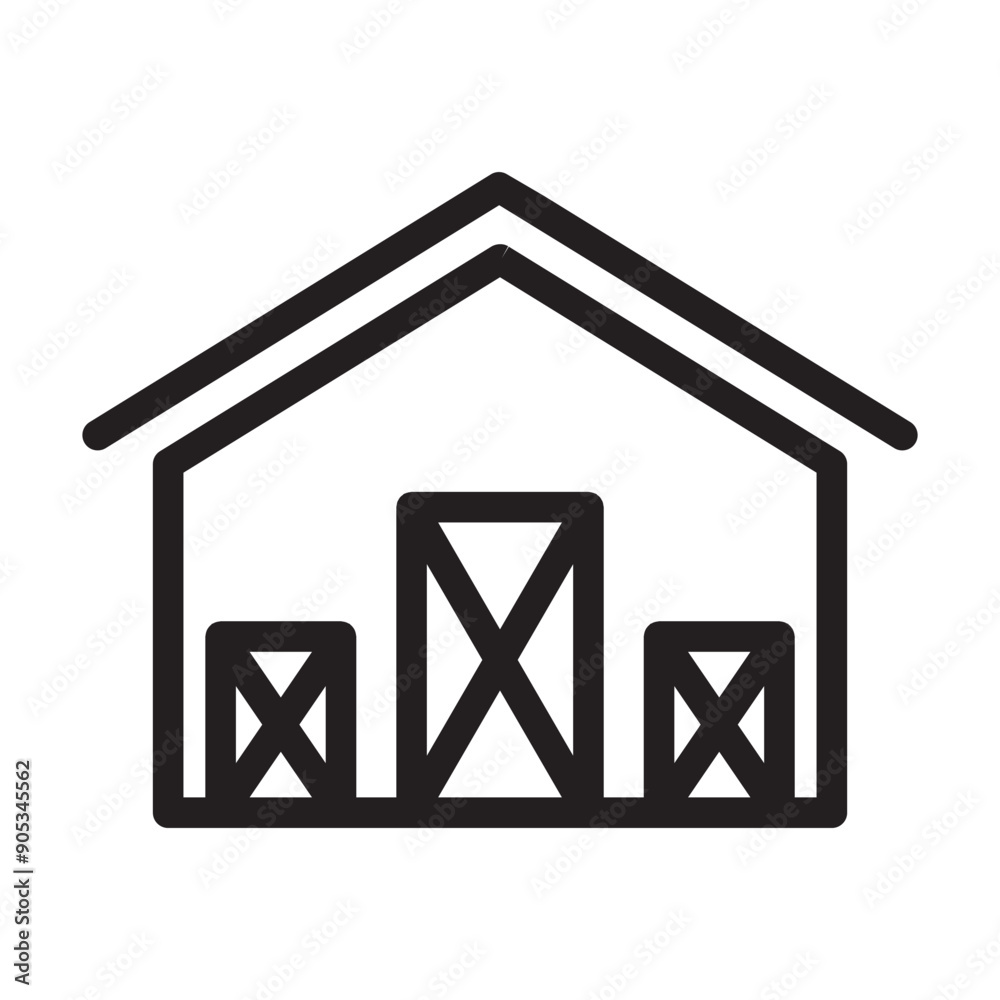 Barn icon in thin line style vector illustration graphic design Barn icon in thin line style vector illustration graphic design