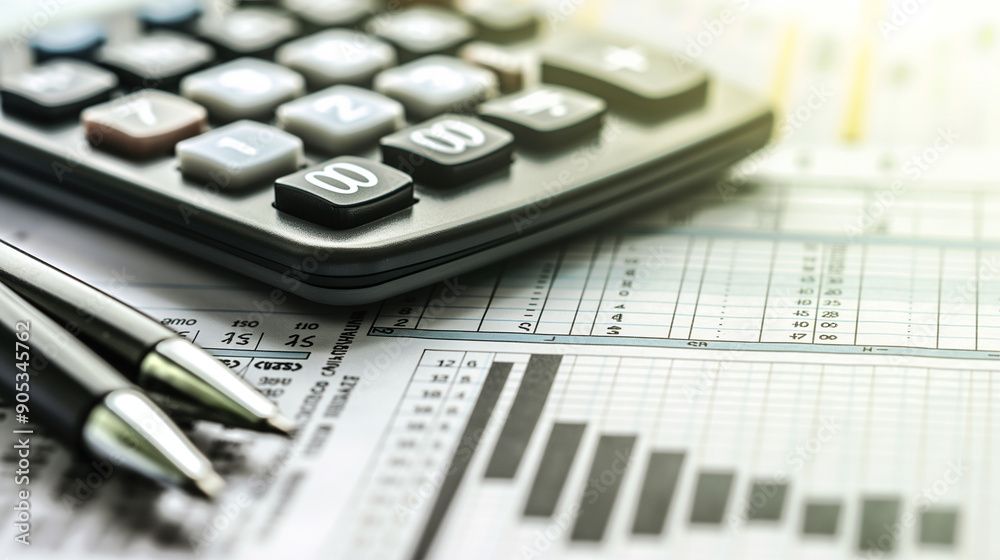 A pen, calculator, and financial graphs on a desk, symbolizing business analysis and financial planning. A pen, calculator, and financial graphs on a desk, symbolizing business analysis and financial planning.