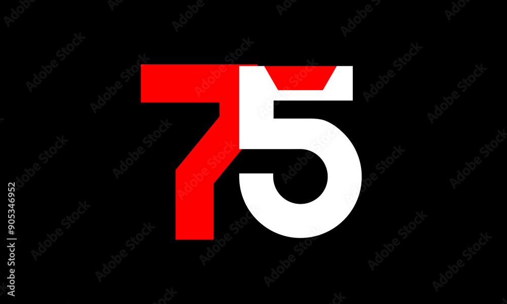 75 Red White Number Geometric Simple Fresh 75 Red White Number Geometric Simple Fresh