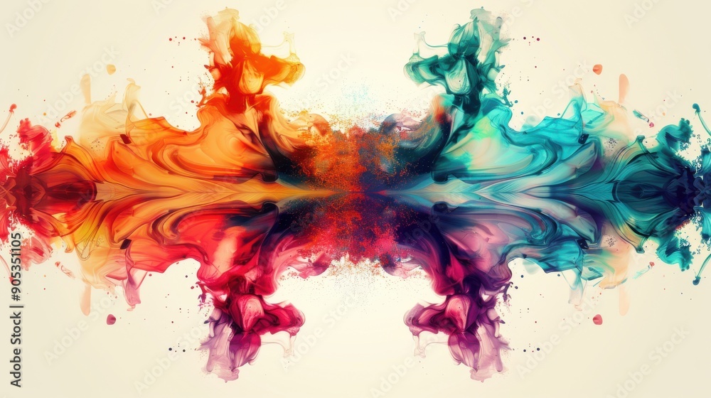 Abstract colorful ink paint splash background.
