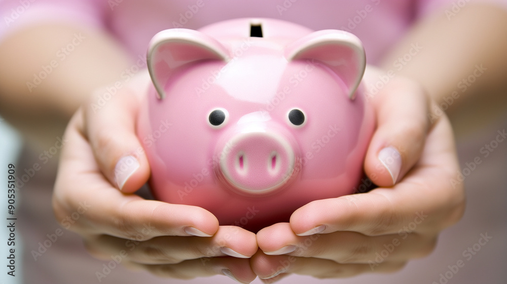 A child gently holding a pink piggy bank, symbolizing savings and financial responsibility. A child gently holding a pink piggy bank, symbolizing savings and financial responsibility.