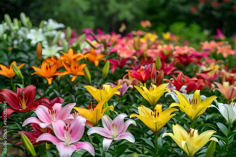 Colorful Lilies Blooming in Garden - Nature Photography Colorful Lilies Blooming in Garden - Nature Photography