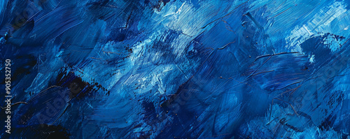 Wallpaper Mural A bold sapphire background with dynamic, overlapping brush strokes in various shades of blue and hints of black, creating an artistic and textured look. Torontodigital.ca
