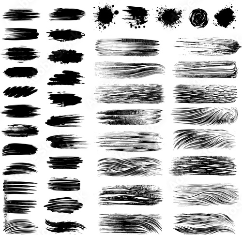 Different strokes and texture of paint in vector