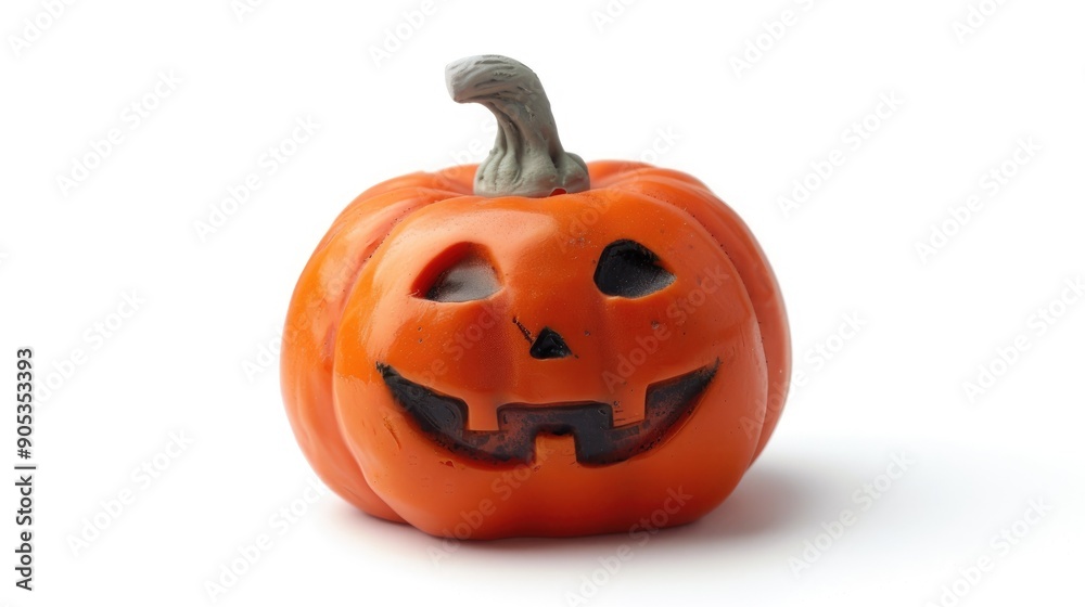 Miniature pumpkin Jack O lantern isolated on white background for holiday decor