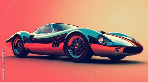 Bold and Vibrant Pop Art Inspired Futuristic Sports Car Design with Sleek Curves and Dynamic Patterns