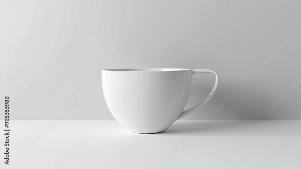 Cup mockup on white backdrop for design Cup mockup on white backdrop for design