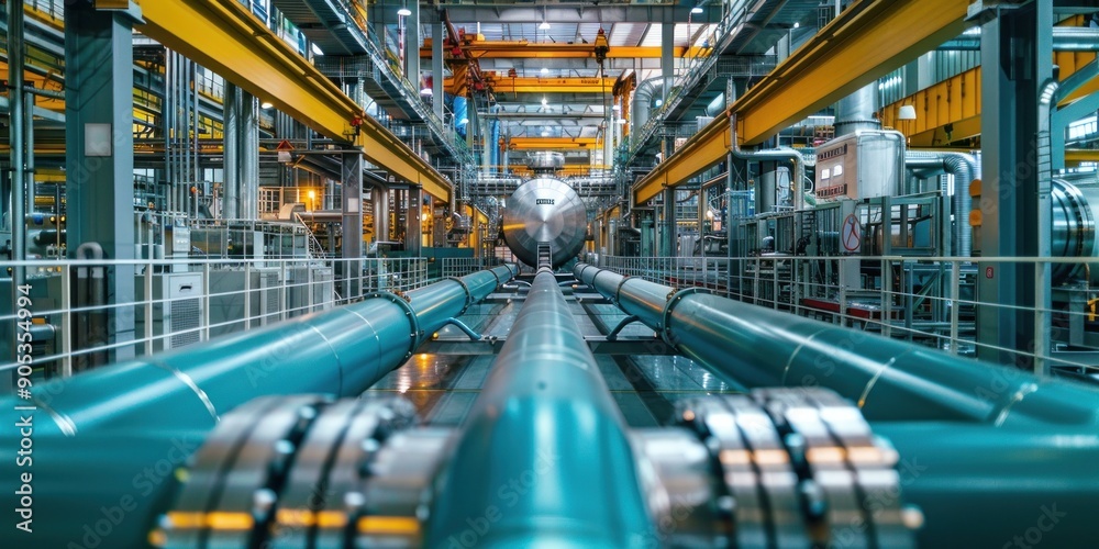 Fototapeta premium Industrial Pipeline System in a Factory