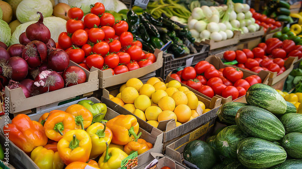 A vibrant market with fresh produce A vibrant market with fresh produce