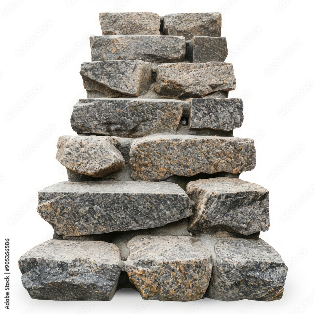 Medium shot of The marble stairs, isolated on a white background, bright and vivid tonality Medium shot of The marble stairs, isolated on a white background, bright and vivid tonality