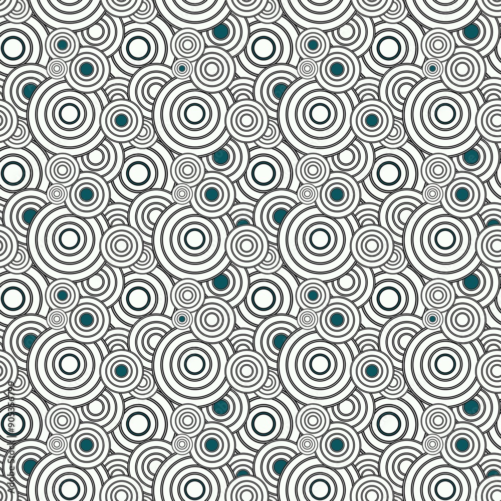 Abstract Geometric Pattern With Circles in Teal and White Tones Abstract Geometric Pattern With Circles in Teal and White Tones