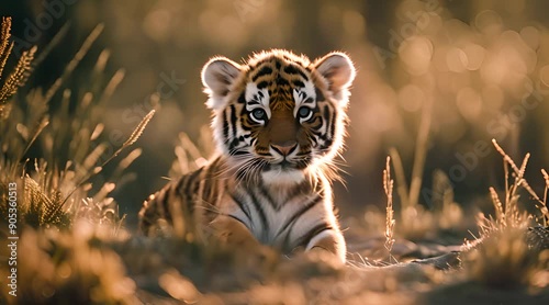 Adorable Tiger Cub Exploring the Wild