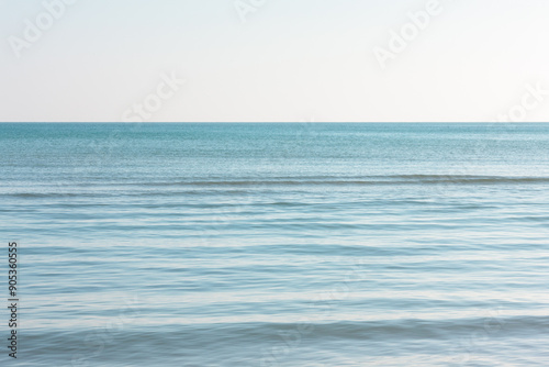 A very calm, blue Lake Michigan in mid-January during a winter warm spell off Harrington Beach State Park, Belgium, Wisconsin