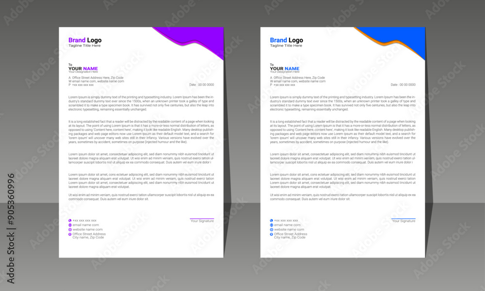 Modern Letterhead Template Sleek, High-Quality Design with Customizable Elements for Professional layout Modern Letterhead Template Sleek, High-Quality Design with Customizable Elements for Professional layout