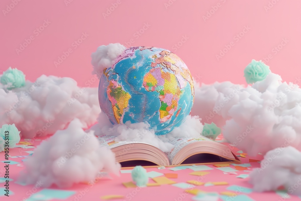 globe over the book on background globe over the book on background