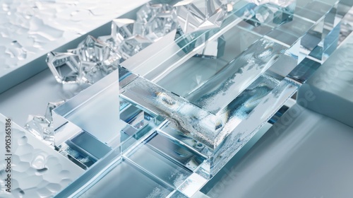 Crystal Clear Ice Textures on Glossy Surface