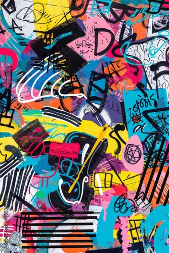Wallpaper Mural Vibrant Urban Graffiti Art on Wall Torontodigital.ca