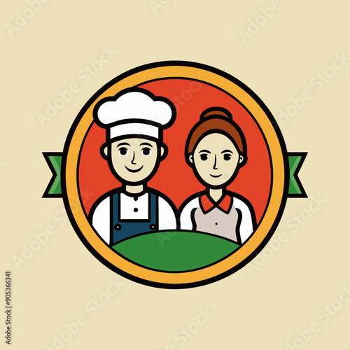 logo para un negocio de comida mujer  hombre vector  illustrator