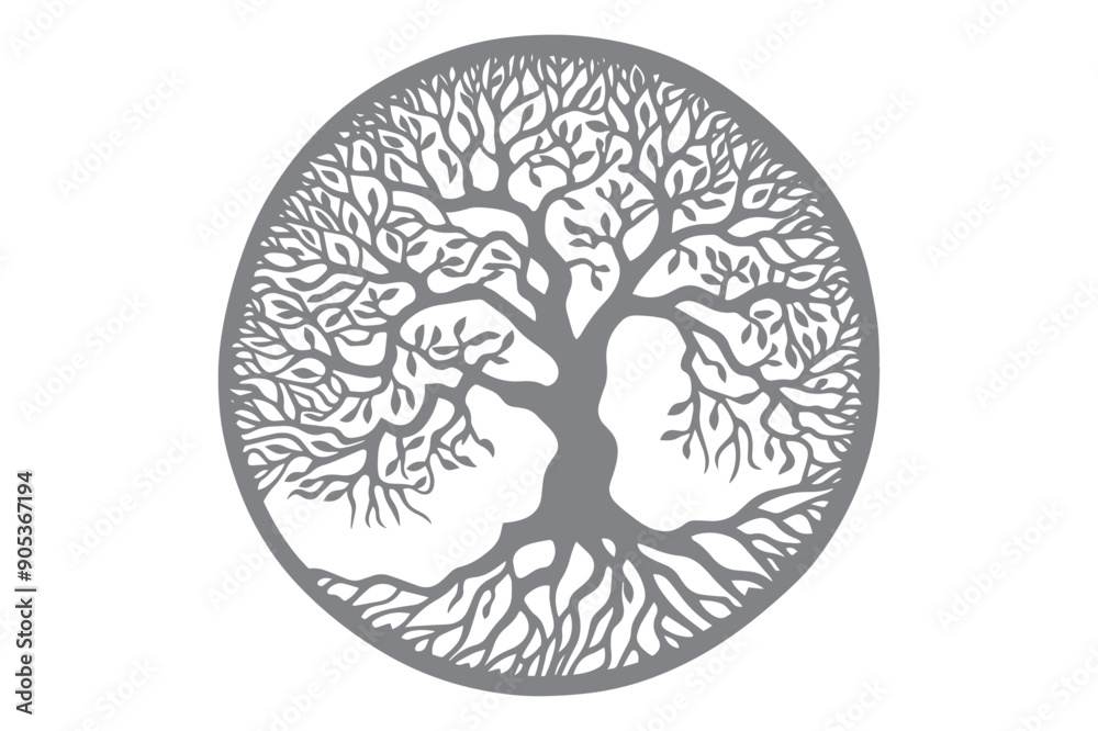 Round Tree vector cut file, tree decor 