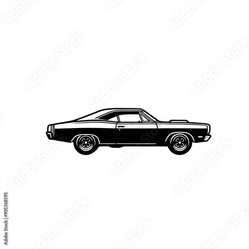 muscle car silhouette simple logo vector