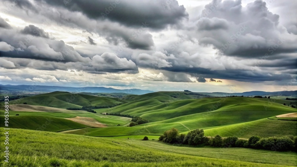 Rolling Green Hills under Clouds Background for Design Projects Rolling Green Hills under Clouds Background for Design Projects