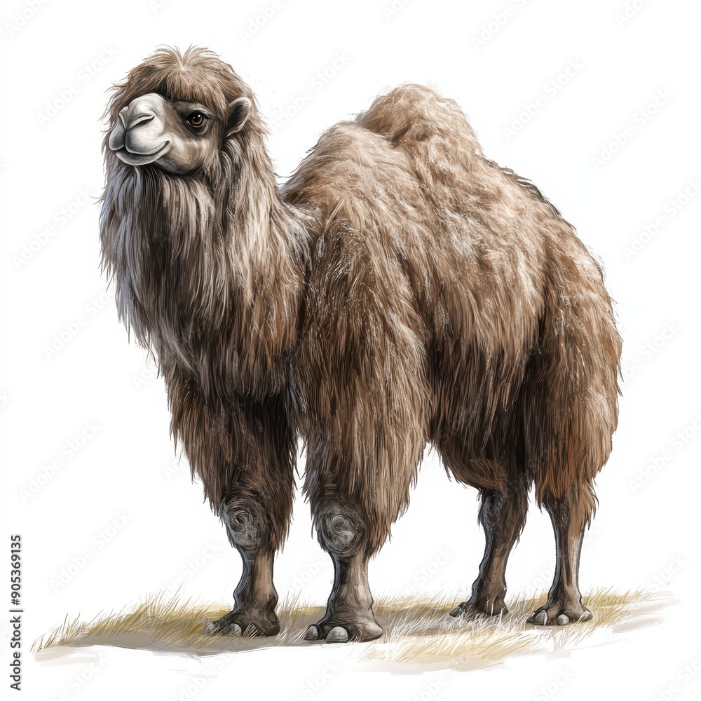 Obraz premium Bactrian Camel Isolated on White Background