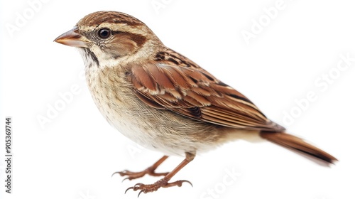 Brown Bird Perched on White Background