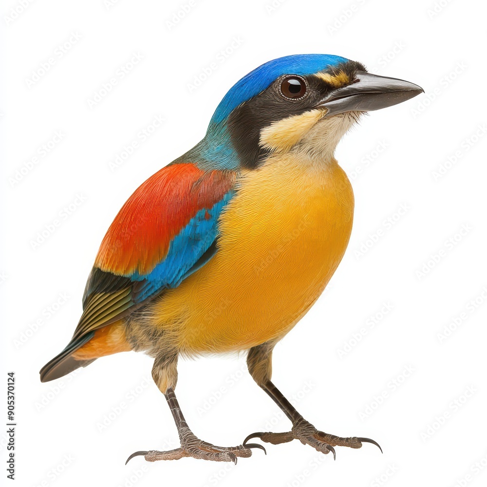 Fototapeta premium Blue-Winged Pitta on White Background