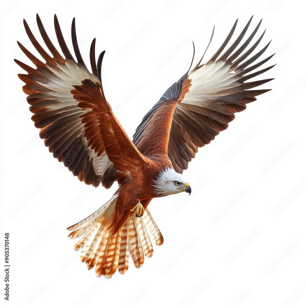 Brahminy Kite Soaring Against White Background in Majestic Flight Brahminy Kite Soaring Against White Background in Majestic Flight