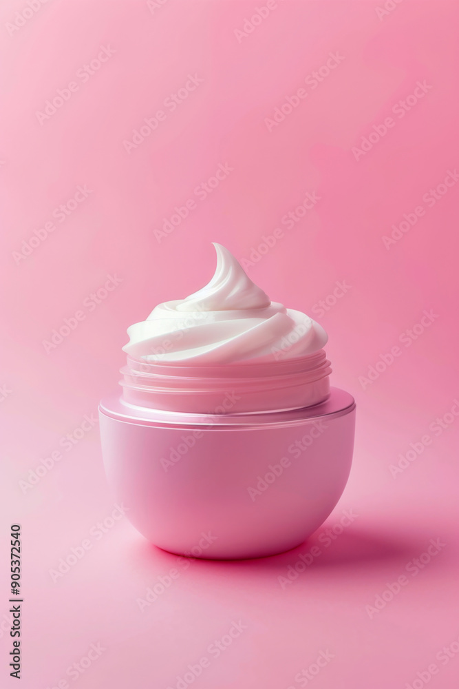 Luxury Pink Skincare Cream Jar on Elegant Purple Background Luxury Pink Skincare Cream Jar on Elegant Purple Background