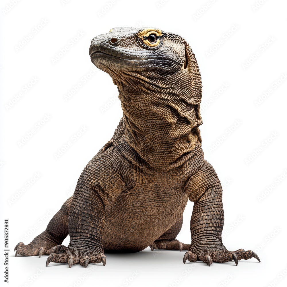 Obraz premium Komodo Dragon Posing on White Background