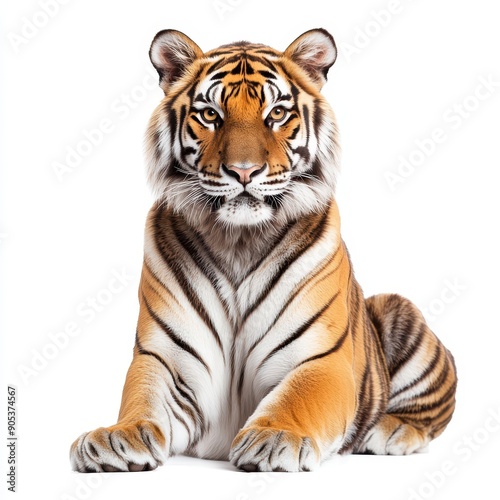 Siberian Tiger Relaxing on White Background