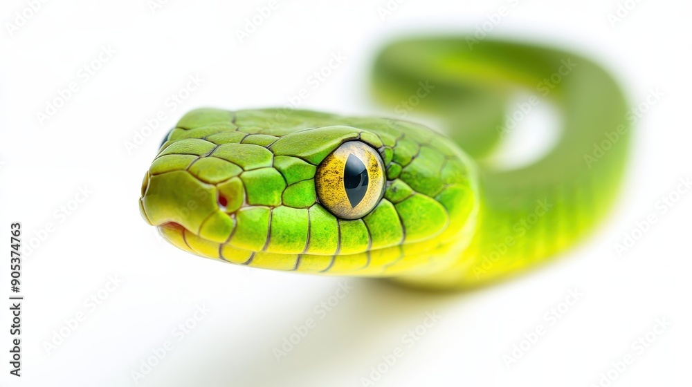 Green Snake Isolated on White Background Green Snake Isolated on White Background