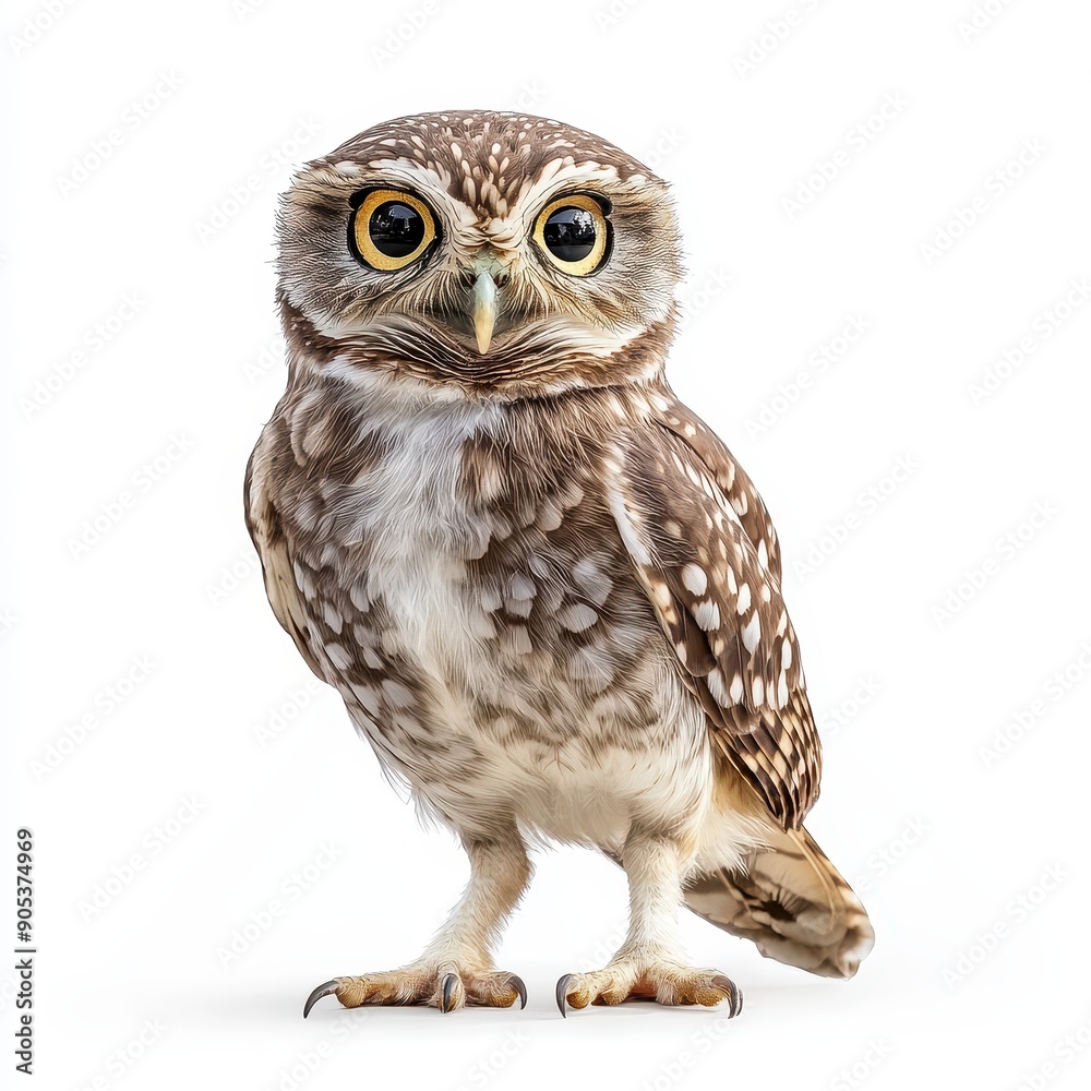 Spotted Owlet Perched on White Background During Daylight Spotted Owlet Perched on White Background During Daylight
