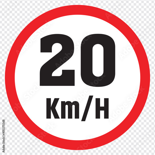 Speed limit sign 20 km h icon . vector illustration. eps 10