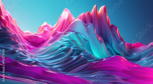 Colorful abstract mountainscape in vivid pastel tones photo