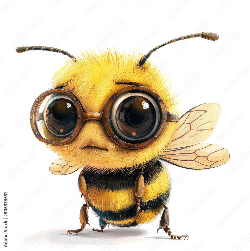 Fototapeta premium Cute bee wearing glasses
