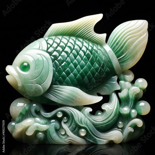 162 41 Jade Fish a jade carving of a fish symbolizing prosperity