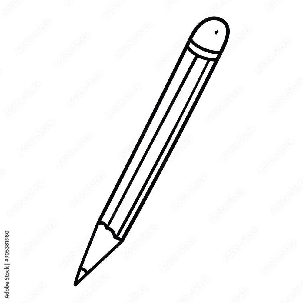 Hand drawn doodle pencil with eraser on white background. Hand drawn doodle pencil with eraser on white background.