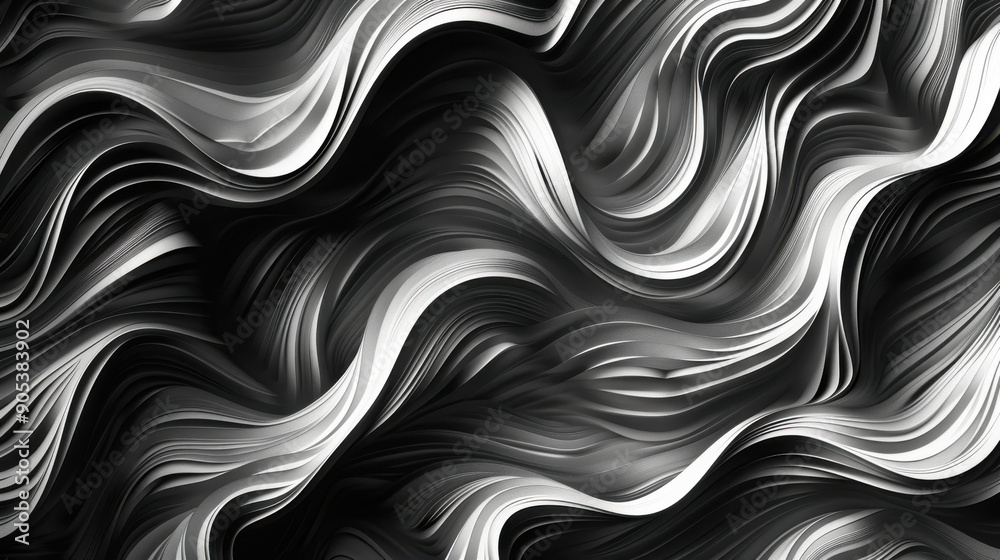 Abstract wave pattern in black and white