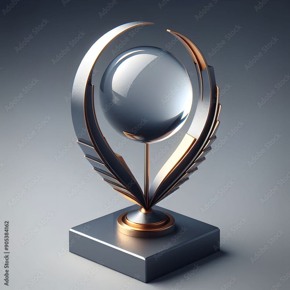 Elegant Glass and Silver Award with Laurel Wreath Design Elegant Glass and Silver Award with Laurel Wreath Design