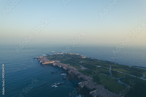 Aerial photography of coastline island natural landscape