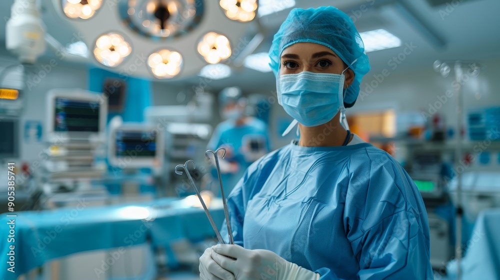 Skilled Medical Professional Preparing for Surgery in a Modern Operating Room. Generative AI