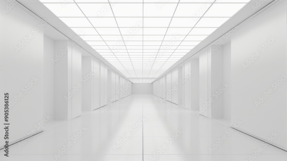 white empty room with a long corridor white empty room with a long corridor