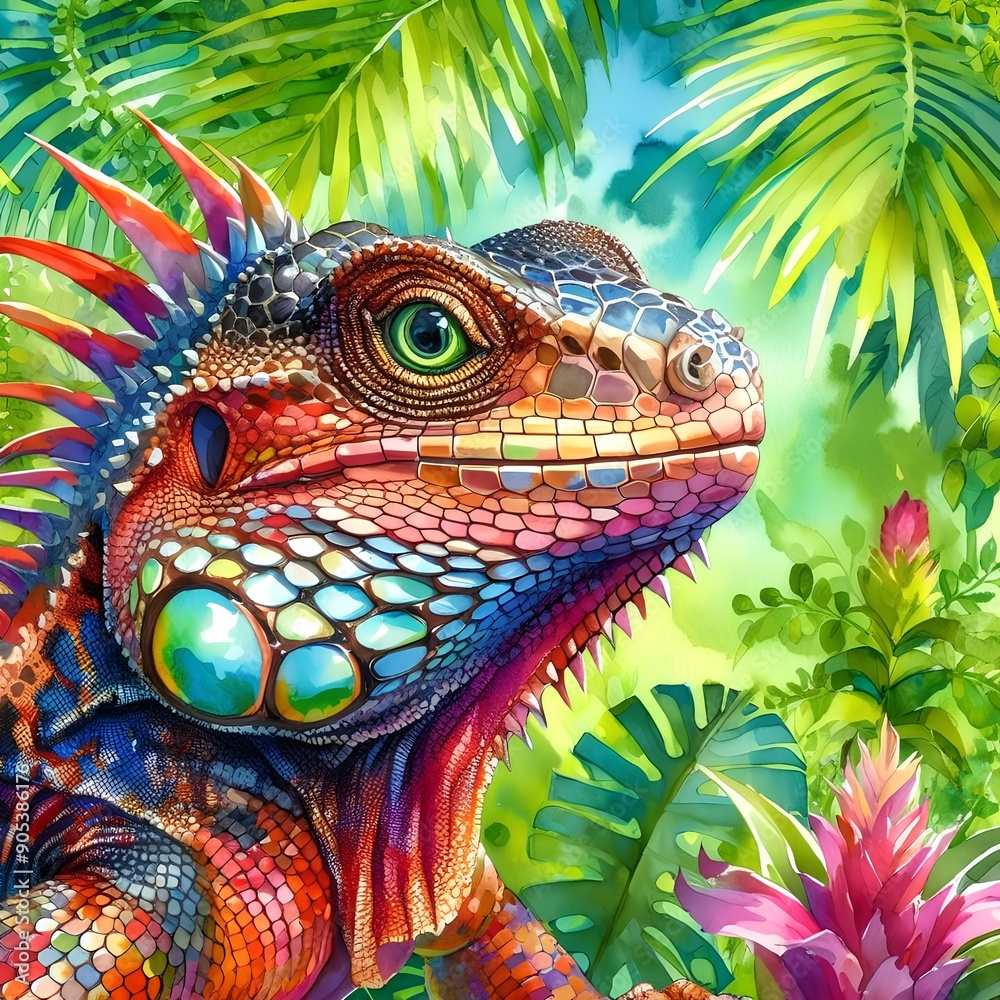 Obraz premium watercolor komodo dragon 3