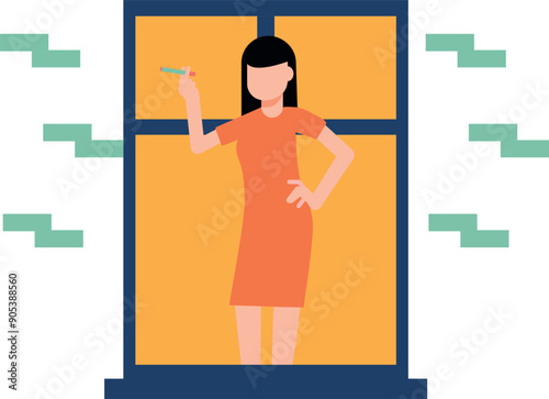 The girl is smoking.