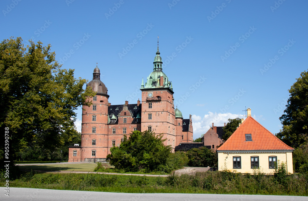 Castle of Vallo, Denmark on a sunny summer day.