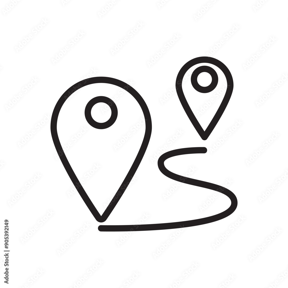Map icon in thin line style vector illustration graphic design Map icon in thin line style vector illustration graphic design