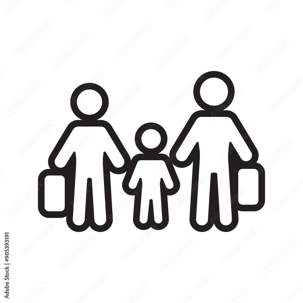 Refugee icon in thin line style vector illustration graphic design Refugee icon in thin line style vector illustration graphic design