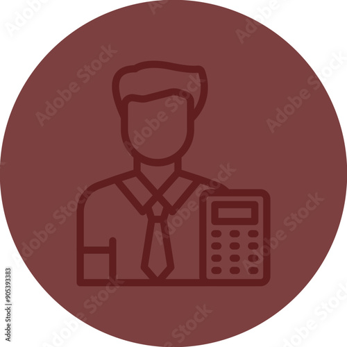 Accountant Vector Line Maroon Circle Maroon